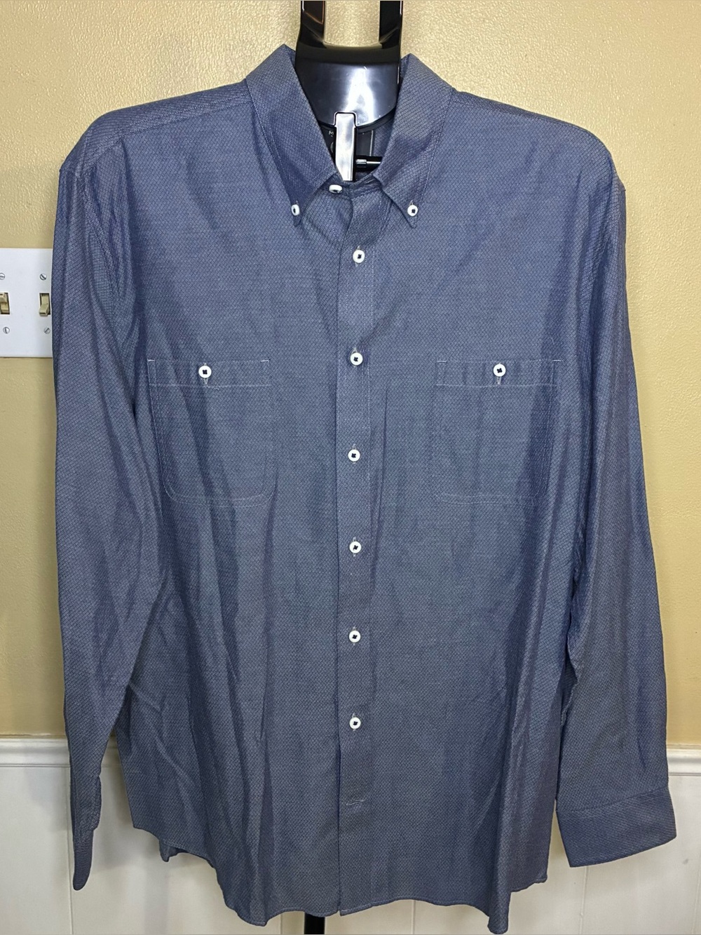 Men's Button-Down Long Sleeve Shirt in Slate Blue
